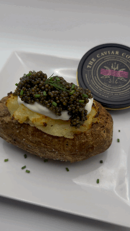 Our incredible twice-baked potato topped with Siberian Sturgeon from The Caviar Co. Image by Christianne Klein