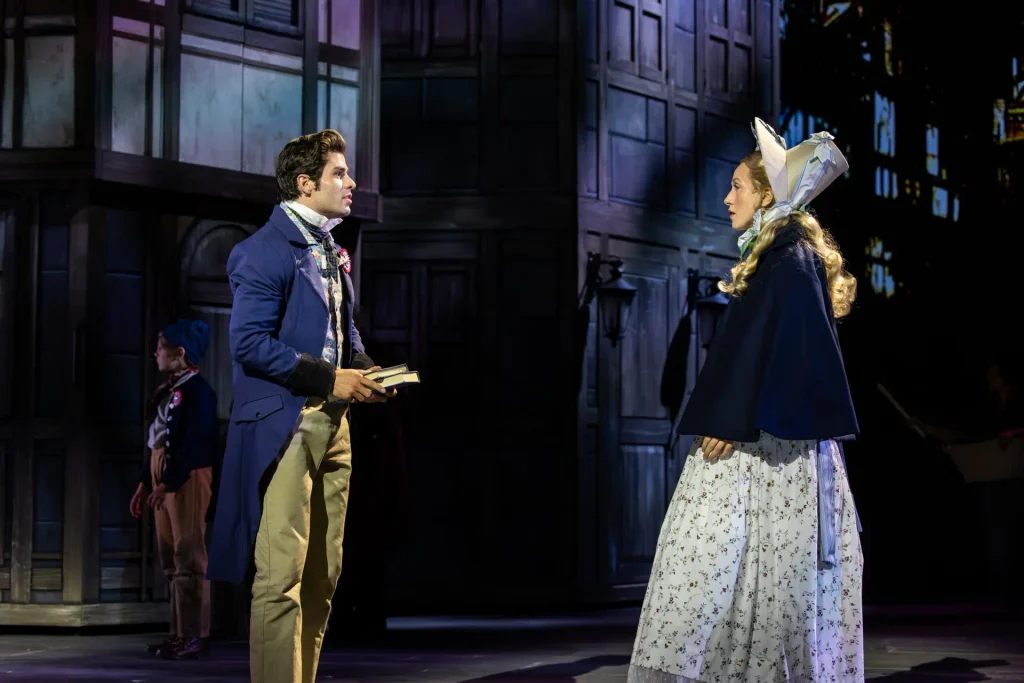 A fantastic J.T. Wood as Marius and the extraordinary Rachel Schoenecker as Cosette. c/o Tuacahn Amphitheatre